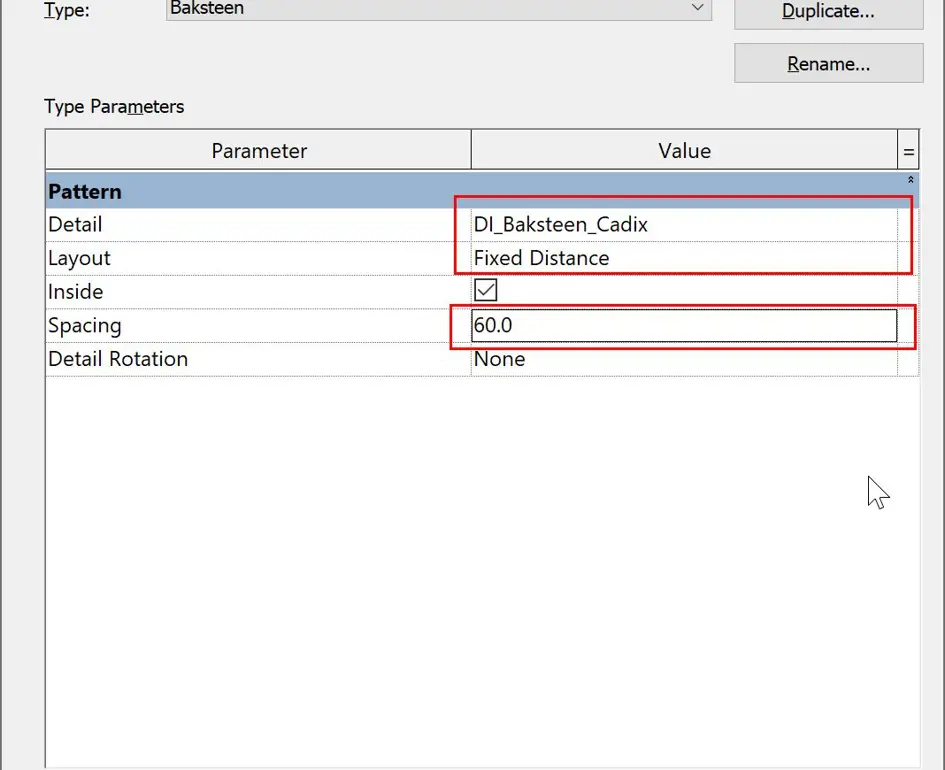 Printscreen Revit Type Properties