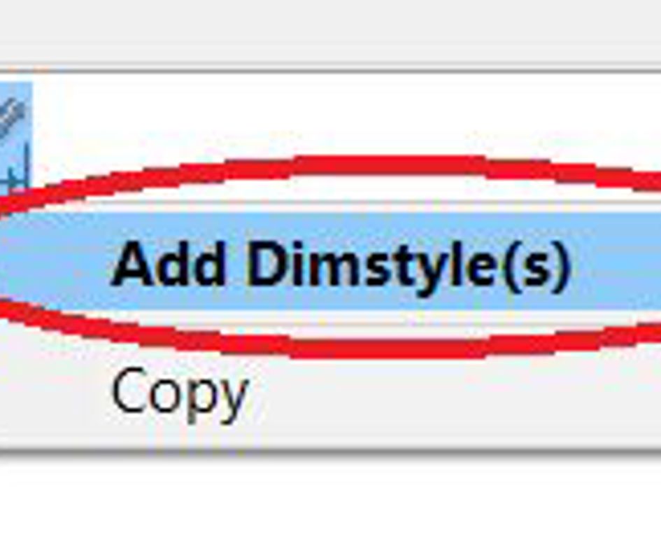 Printscreen AutoCAD functie: Add Dimstyle