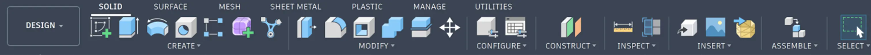 Part Design werkbalk in Autodesk Fusion